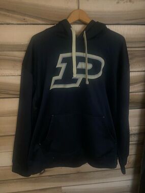 Navy Blue Pullover Hoodie with Large 'P' Logo